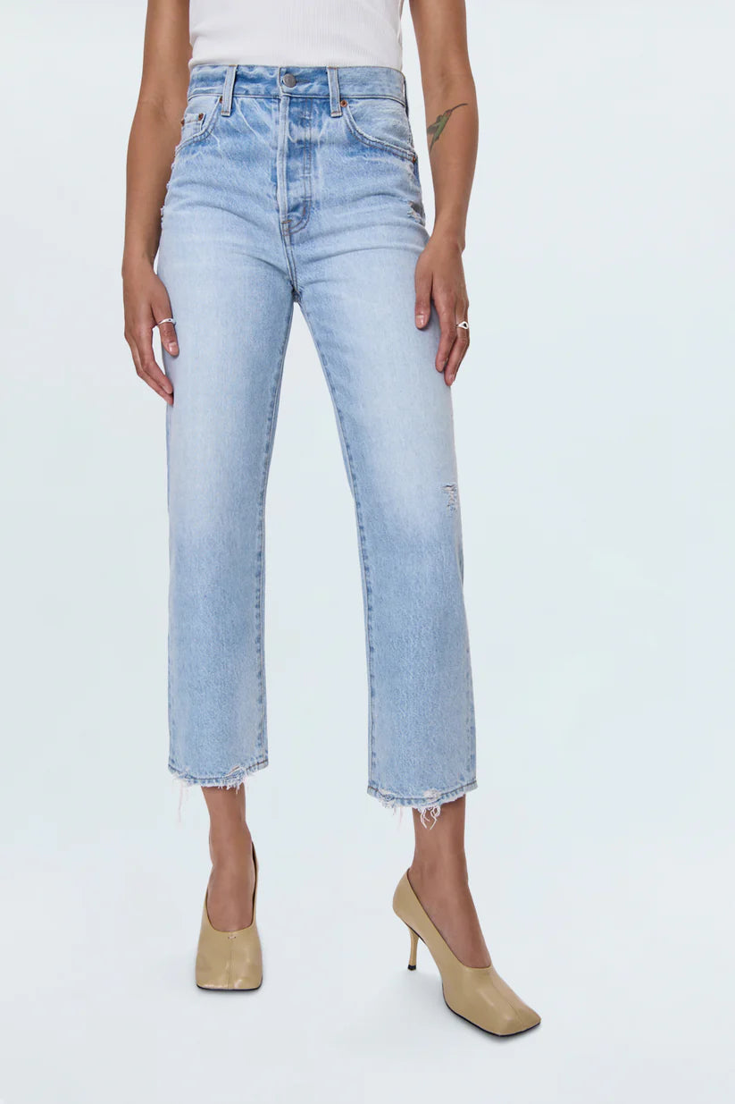 Pistola Cassie Crop, super high rise, straight leg cropped length, denim jeans, women's clothing