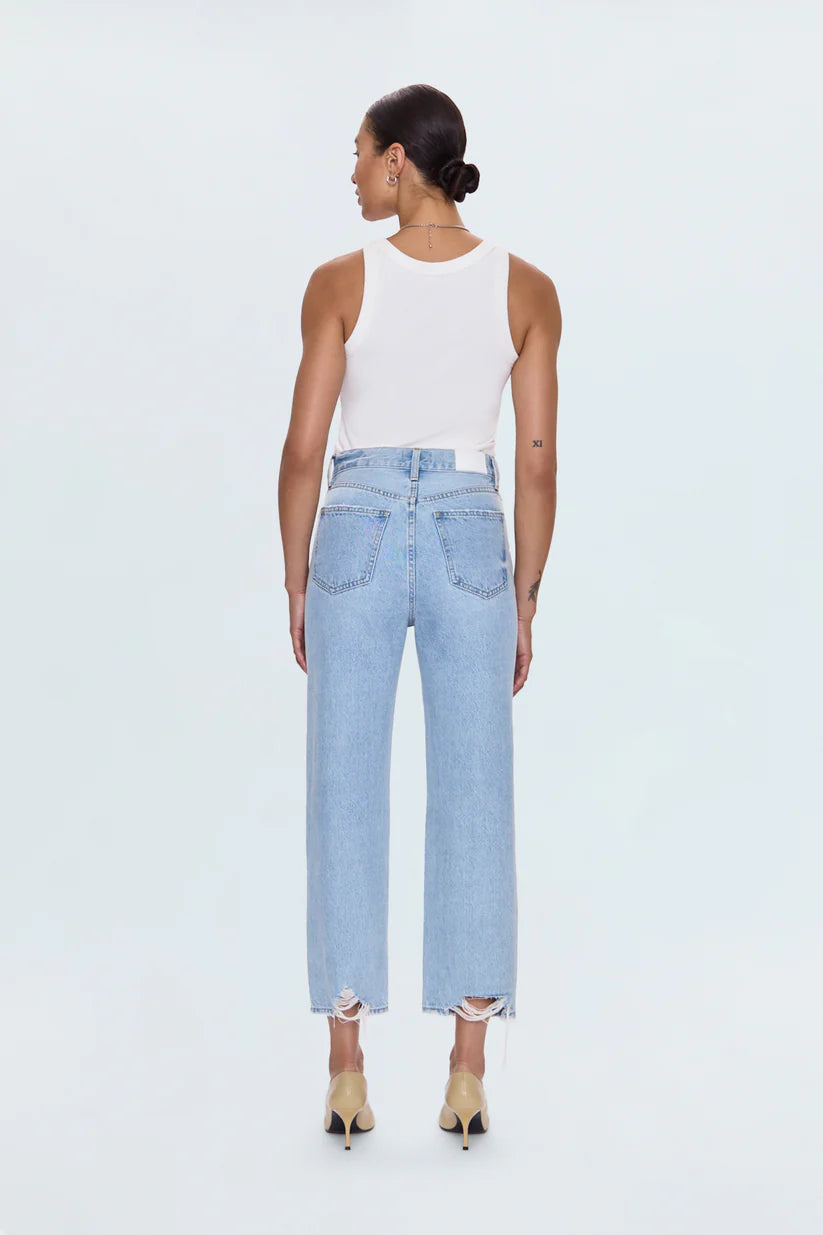 Pistola Cassie Crop, super high rise, straight leg cropped length, denim jeans, women's clothing