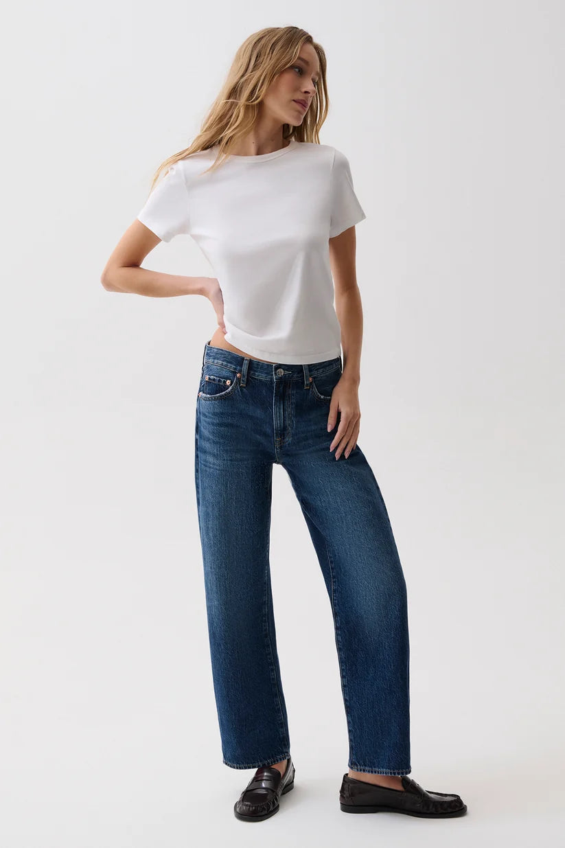 Pistola Lexi Mid Rise denim jeans, straight leg denim with a mid-rise waist and a sculpted bowed leg, women's clothing