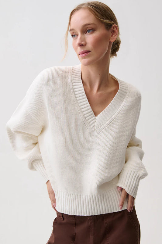 Pistola Nika V-Neck Sweater, white vneck sweater, sweater, women's clothing