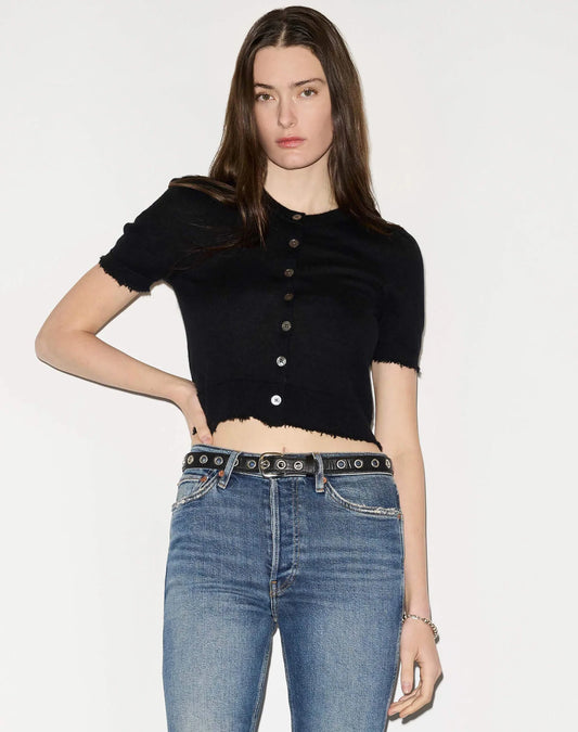 RE/DONE The Drift Cashmere Cardigan, short sleeved cardigan sweater, cashmere cardigan, women's clothing