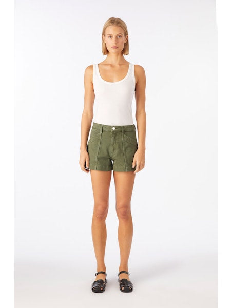 AMO Rebecca Short, shorts, green denim shorts, high rise shorts, women's clothing