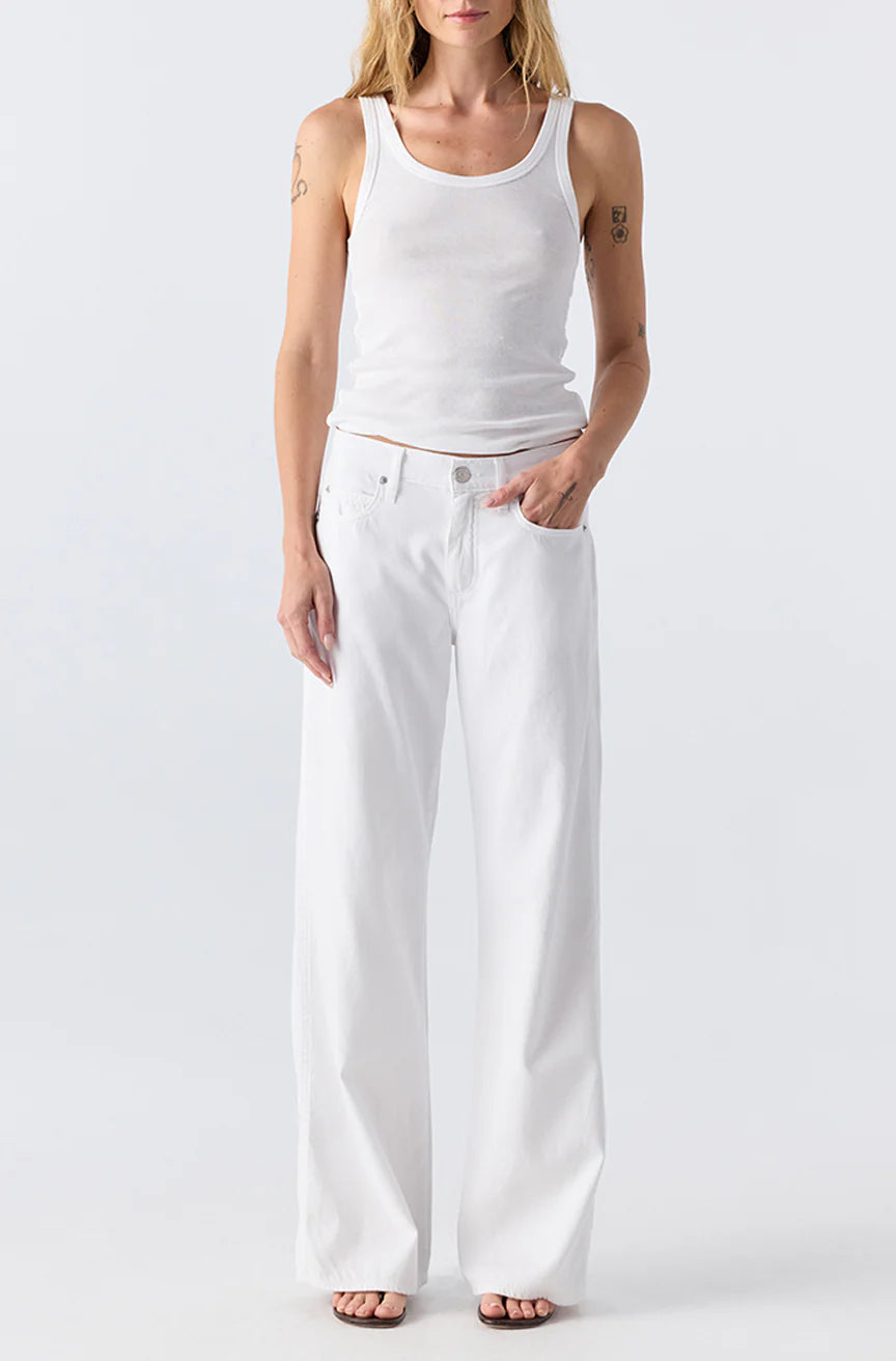 AMO Regina in White, white jeans, white denim, mid-rise denim, women's clothing