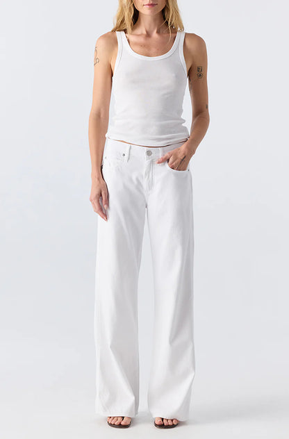 AMO Regina in White, white jeans, white denim, mid-rise denim, women's clothing