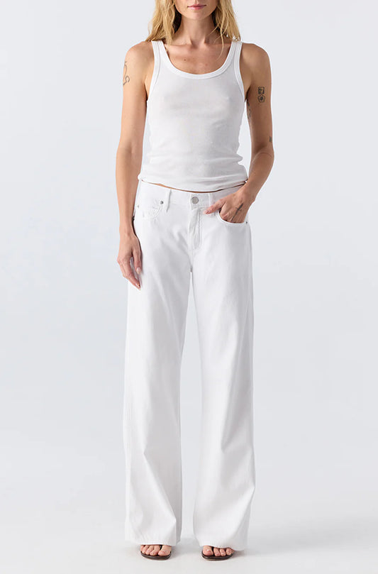 AMO Regina in White, white jeans, white denim, mid-rise denim, women's clothing