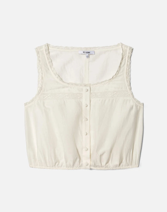 RE/DONE Allegra Top, sleeveless top, lace top, summer top, women's clothing