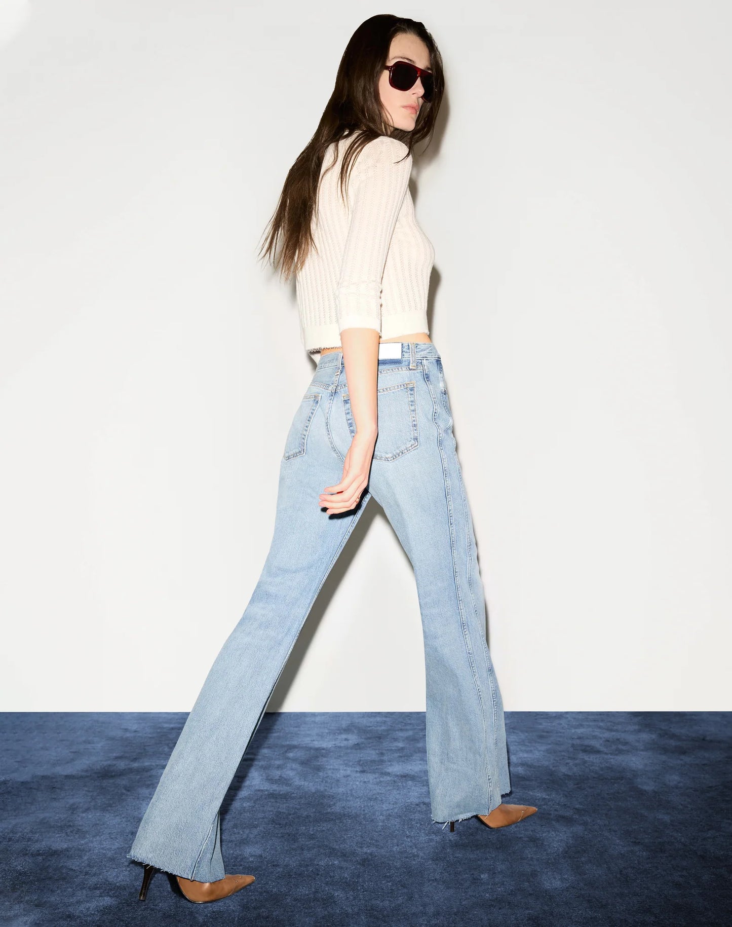 RE/DONE The Veil Pointelle Cardigan, cardigan sweater, sweater, Knit with wool–silk–cashmere blend with an airy pointelle stitch, women's clothing