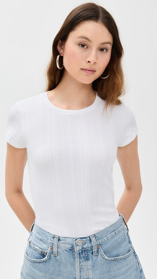 RE/DONE Varigated 60s Slim tee, ribbed tee, t-shirt, tee shirt, women's clothing