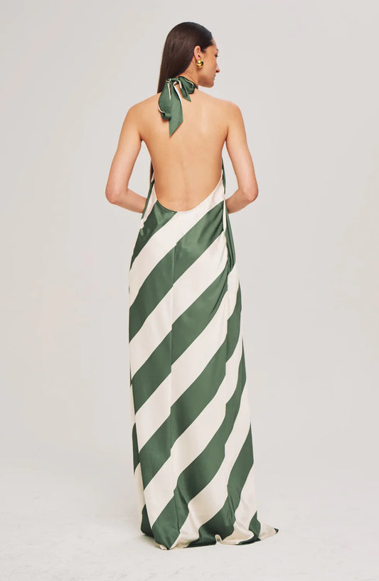 Ronny Kobo Chantell Dress, halter dress, long dress, striped dress, open back dress, women's clothing