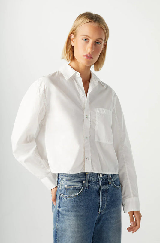 AMO Ruth Crop Shirt, button down shirt, cropped button down top, white button down, women's clothing