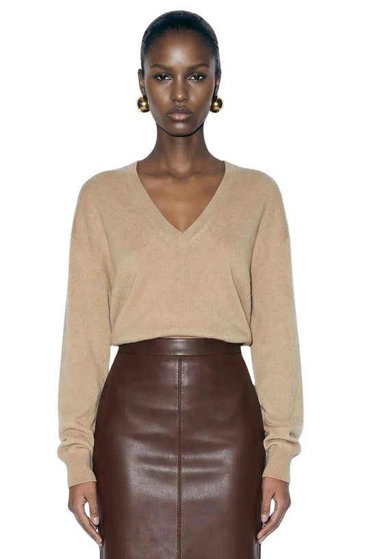 Ronny Kobo Jayden V-Neck Sweater, knit crafted with a relaxed silhouette and classic V-neckline, women's clothing