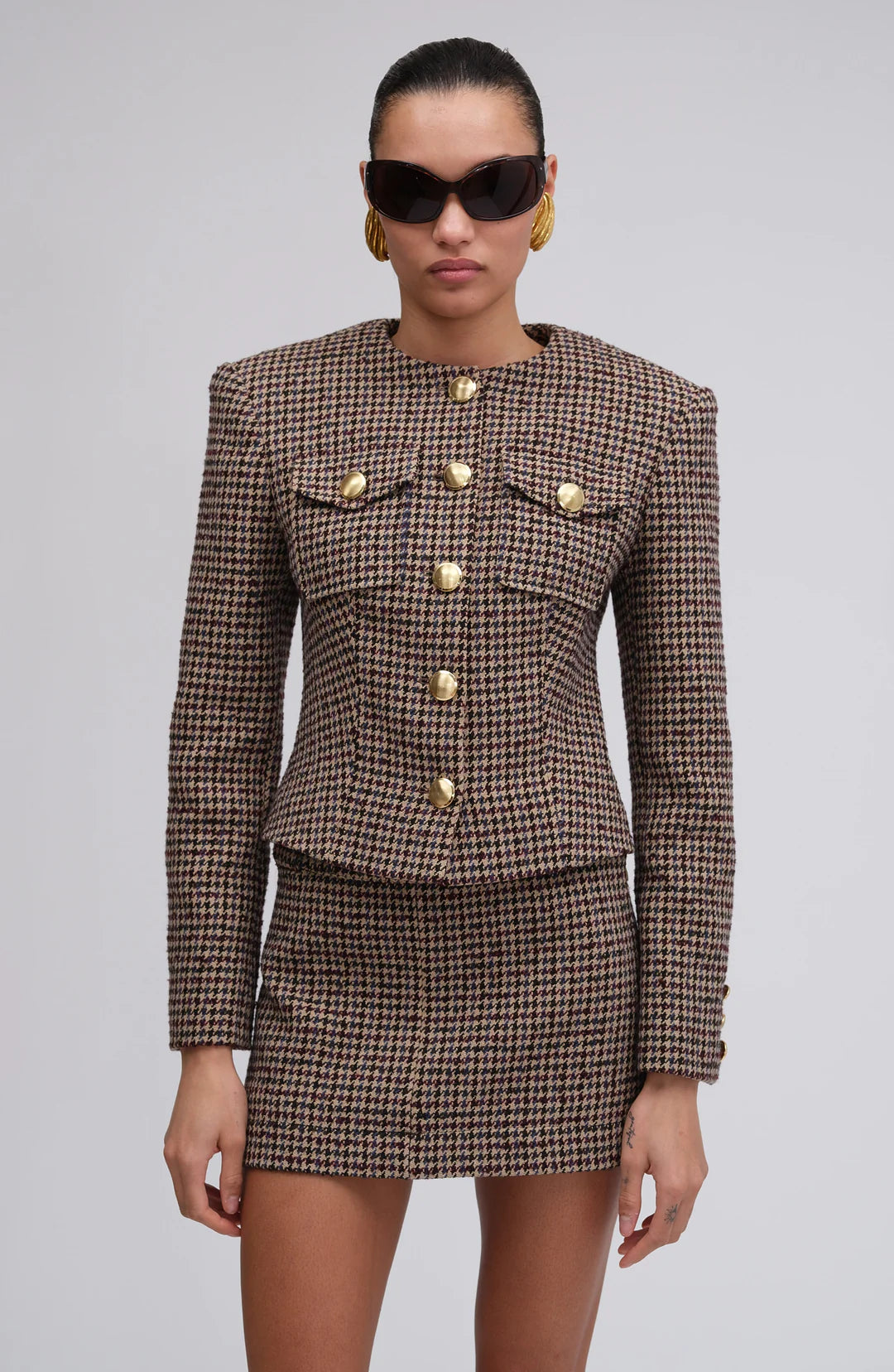 Ronny Kobo Jerry Jacket, Wool Blend Houndstooth Jacket, Blazer, women's clothing