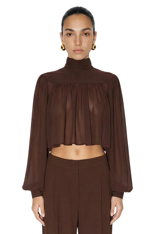 Ronny Kobo Aerin Top, cropped chiffon long sleeved shirt, dressy top, women's clothing