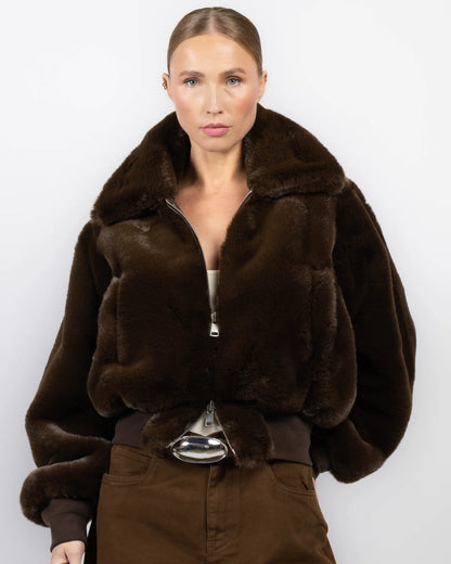 Ronny Kobo Clemence Faux Fur Jacket, jacket, cropped jacket, fur jacket, faux fur, statement jacket, women's clothing