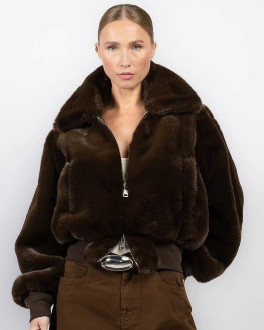 Ronny Kobo Clemence Faux Fur Jacket, jacket, cropped jacket, fur jacket, faux fur, statement jacket, women's clothing