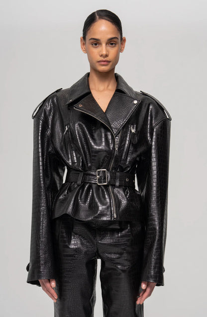 Ronny Kobo Lilou Jacket Black, faux leather jacket, jacket, outerwear, women's clothing