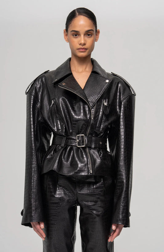 Ronny Kobo Lilou Jacket Black, faux leather jacket, jacket, outerwear, women's clothing