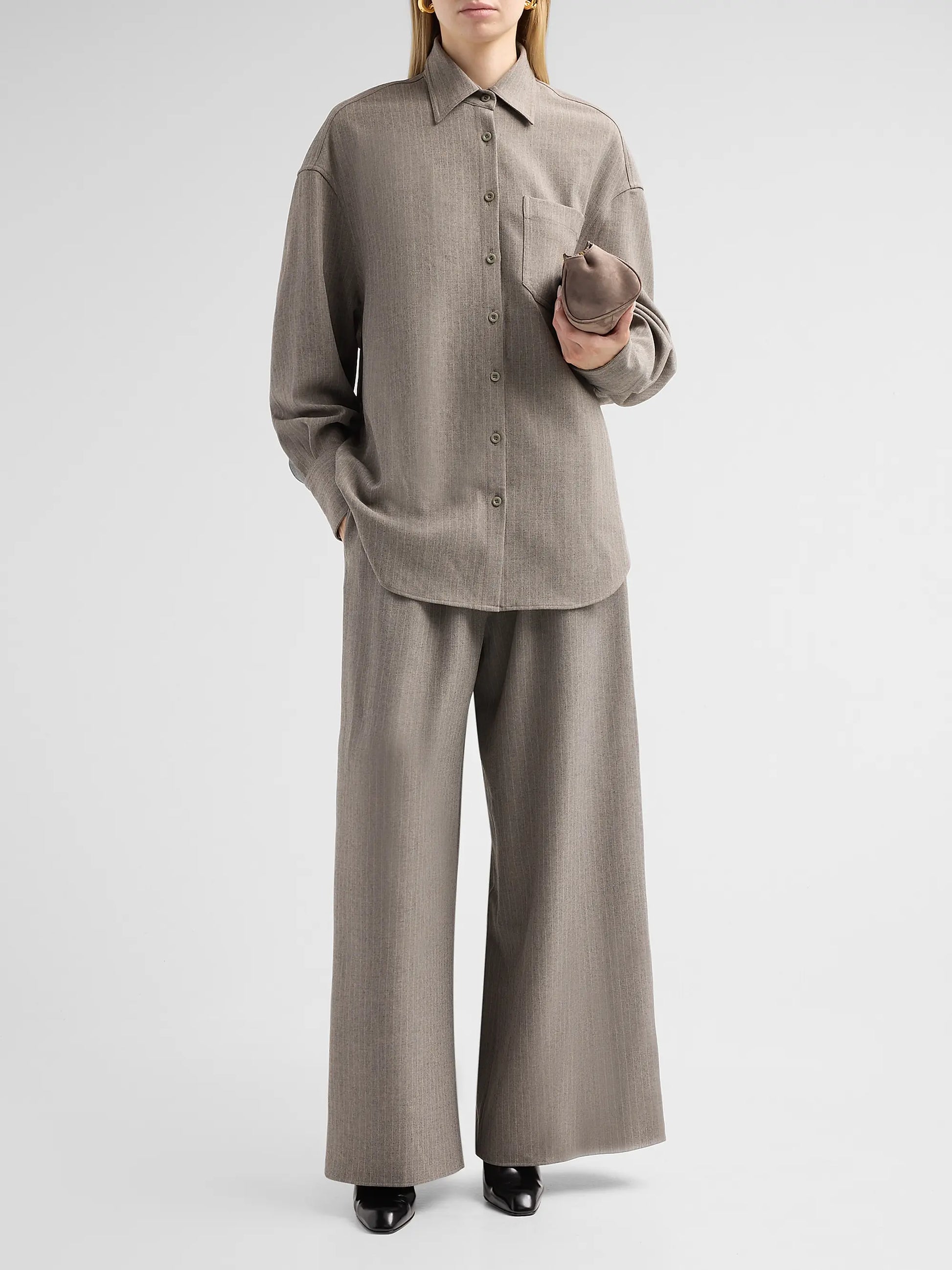 Ronny Kobo Moni pant, tailored, wide-leg pants with an elasticated waistband,  pinstriped pattern pants, women's clothing