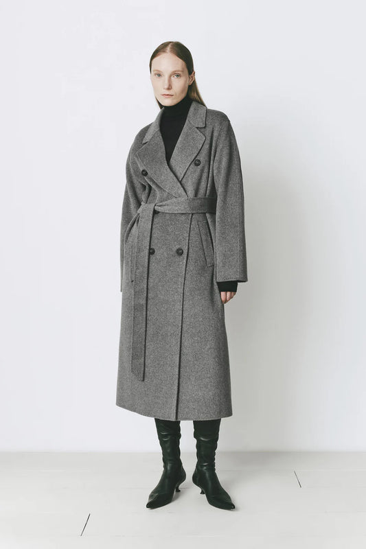 Sophie Rue Martine Coat, long coat, outerwear, double breasted front closure, belted waist coat, women's clothing