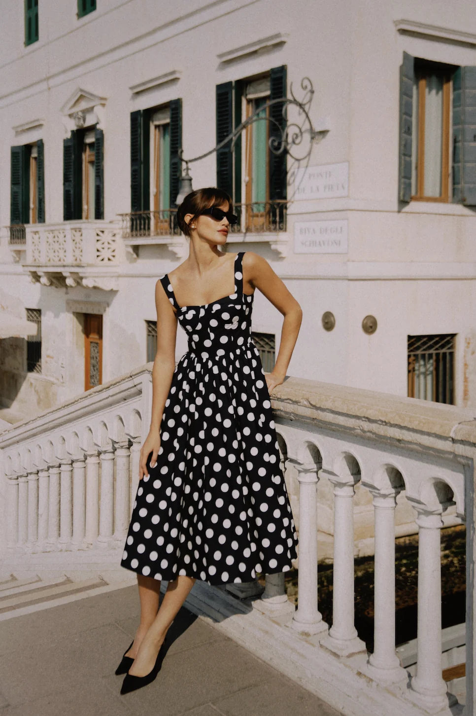 SANS FAFF Antibes Poplin Dress, dress, sleeveless dress, polka dot dress, midi dress, women's clothing