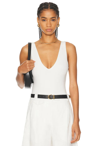 SANS FAFF Plunge V Bodysuit, body suit, bodysuit, v-neck top, v-neck bodysuit, one piece, women's clothing