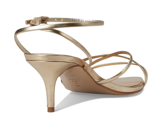 SCHUTZ Desiree Mid Heel, sandals, heels, gold shoes, women's shoes