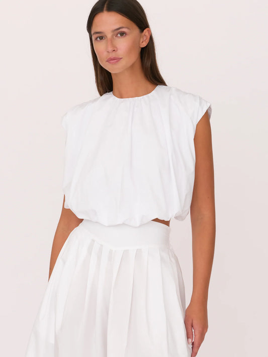 SECULAR Lya Shirt, A feminine poplin shirt with soft volume and drape, elastic waistband short sleeved top, fun top, women's clothing 