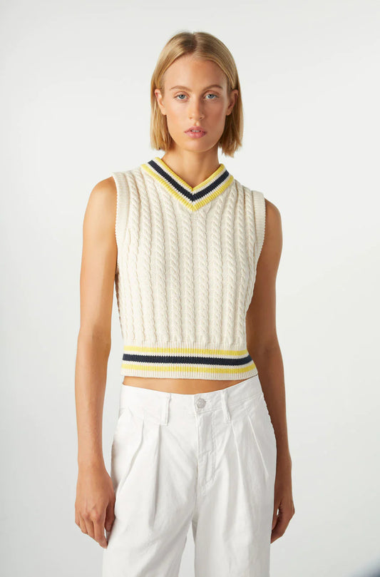 AMO Selma Sweater Vest, cotton sweater vest, cropped vest, sweater vest. women's clothing