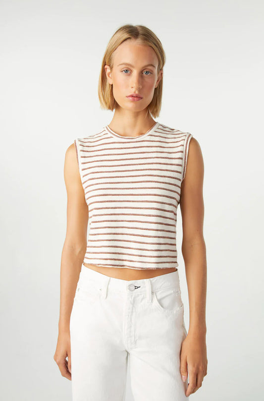 AMO Sleeveless Babe Tee, striped tank, cropped shirt, sleeveless top, women's clothing