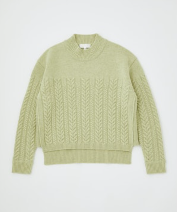 Moussy MV CABLE KNIT TOP, cable knit sweater, sweater, high neck sweater, women's clothing