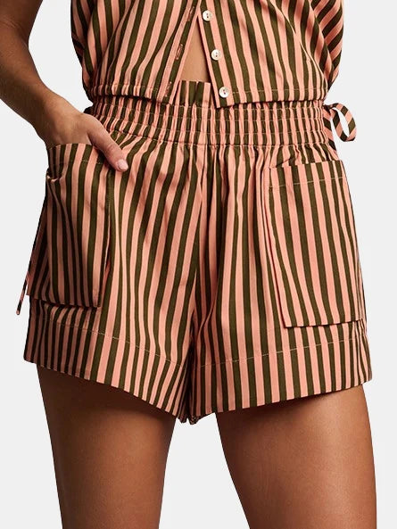 HEVRON Poplin Mira Short, shorts, striped shorts, women's clothing