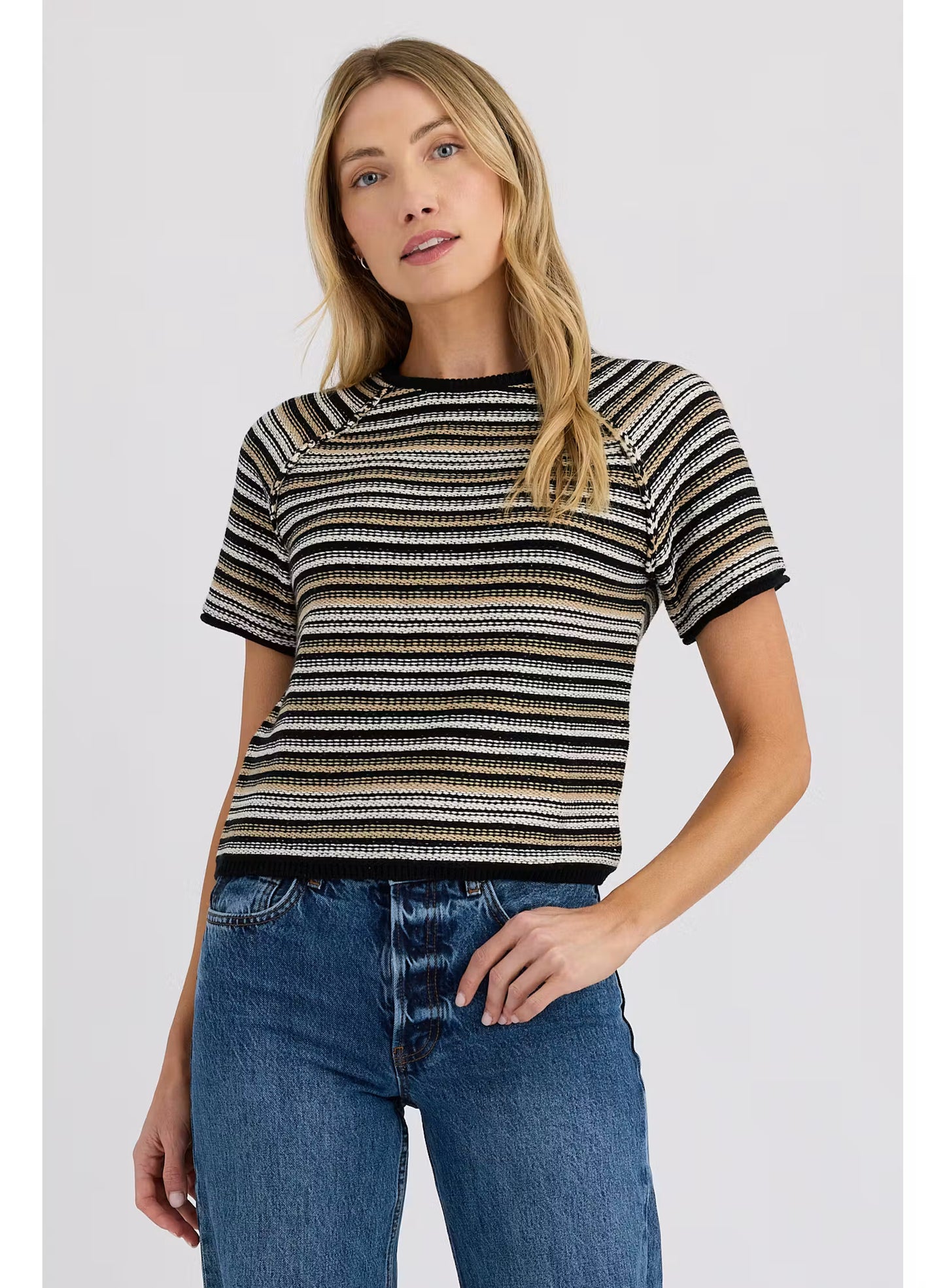 Stitches & Stripes Maloney Tee, knit shirt, short sleeved crewneck shirt, women's clothing