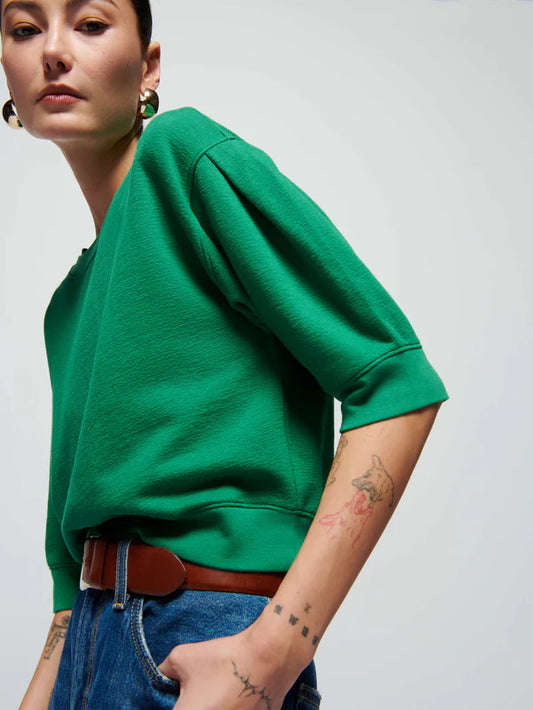 Nation Ltd Tate Crewneck Sweatshirt, short sleeved sweatshirt, sweatshirt, green top, women's clothing