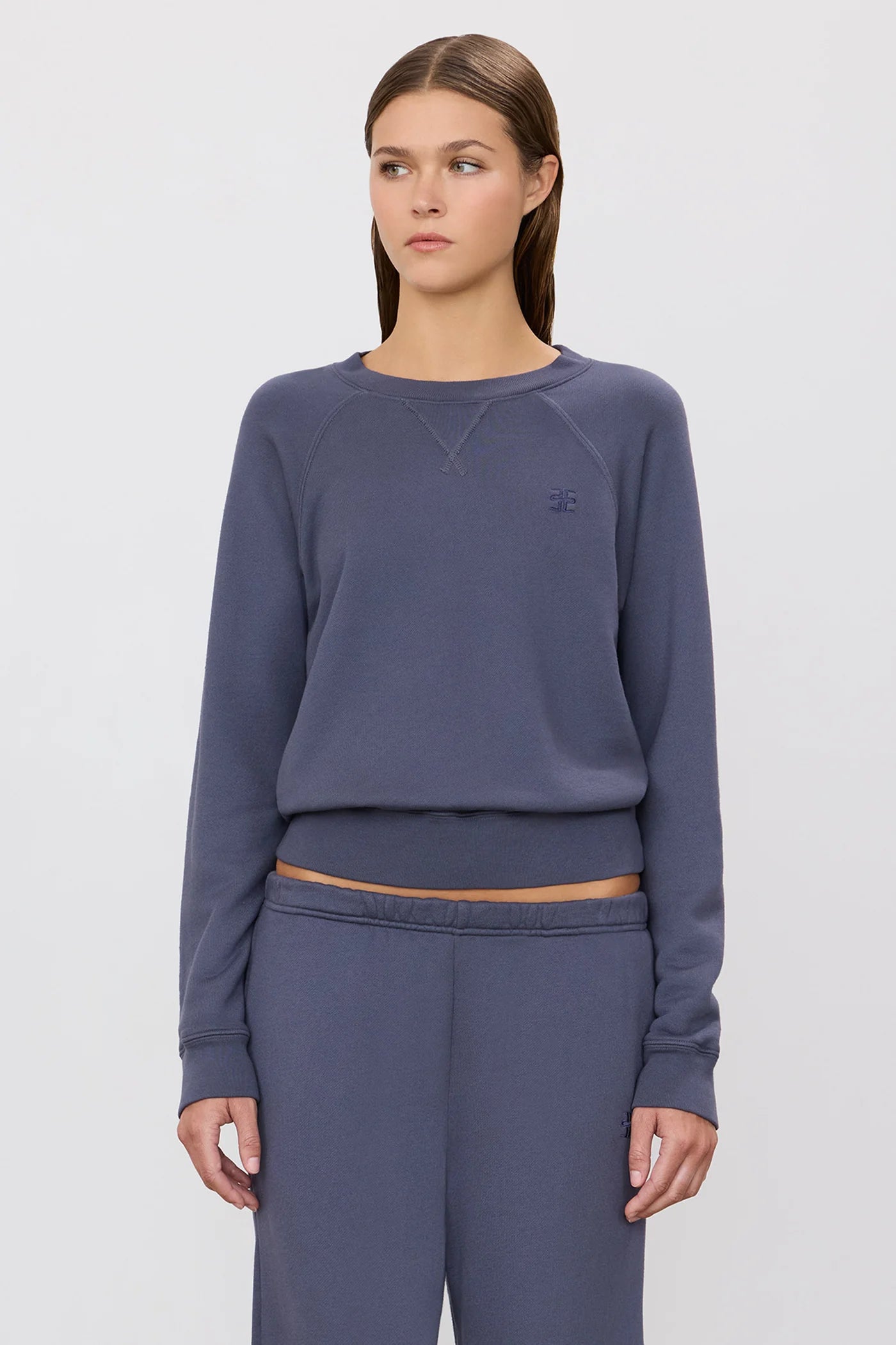 ÉTERNE Shrunken V-Stitch Raglan, sweatshirt, terry sweatshirt, women's clothing