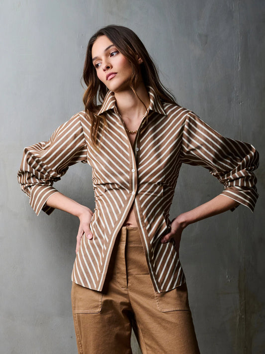 HEVRON Drexel Shirt, button down shirt, striped shirt, long sleeved shirt, women's clothing