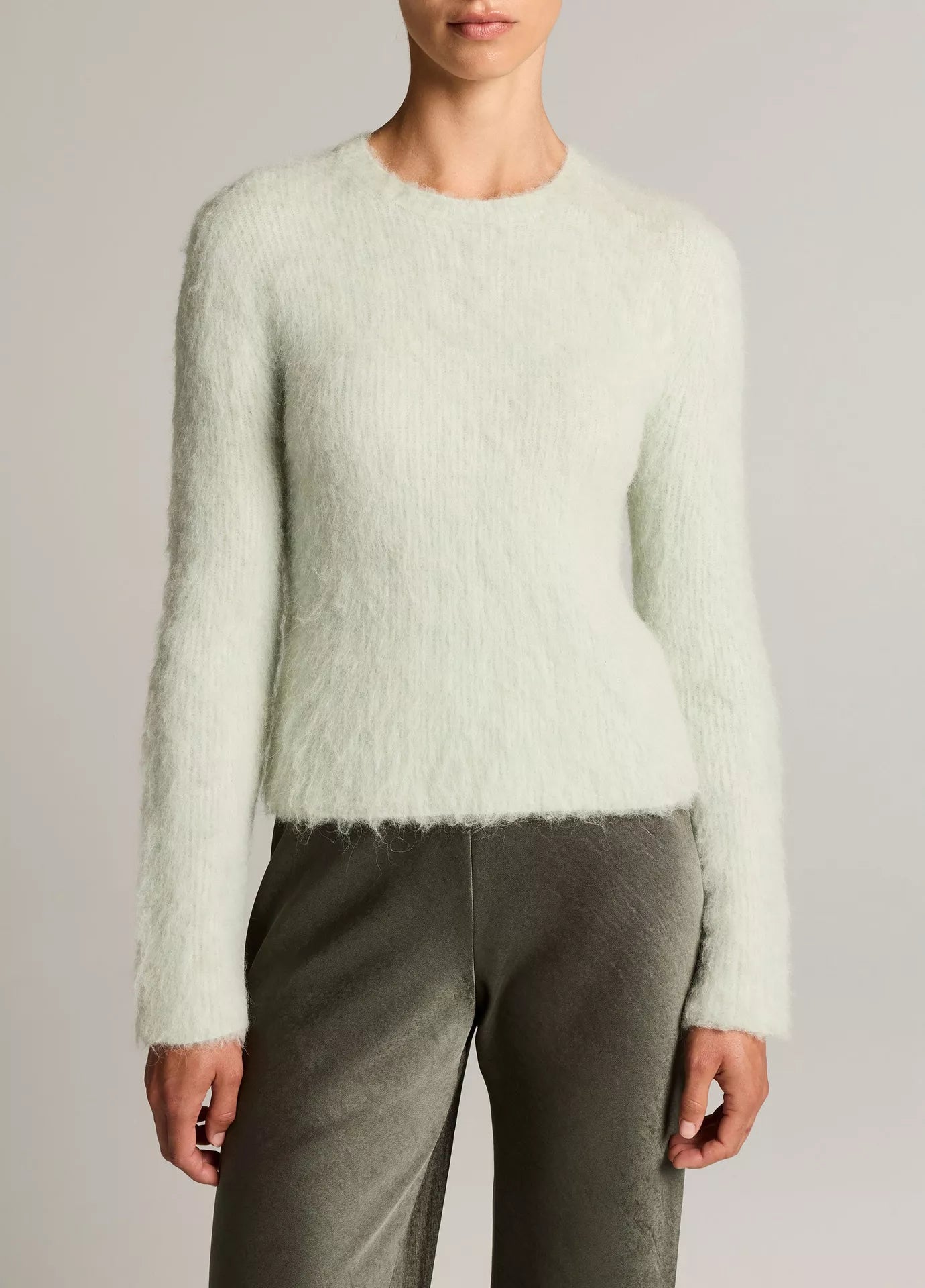 Vince Brushed Alpaca Crewneck sweater, Italian blend alpaca crew neck sweater with a soft and fluffy finish, women's clothing