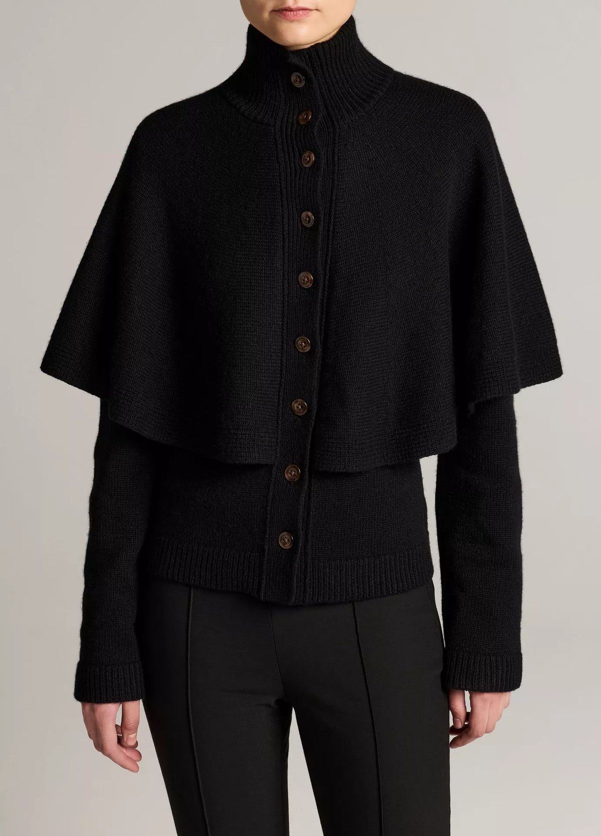Vince Turtleneck Cape Cardi, cardigan sweater, cardigan with attached self-cape, women's clothing