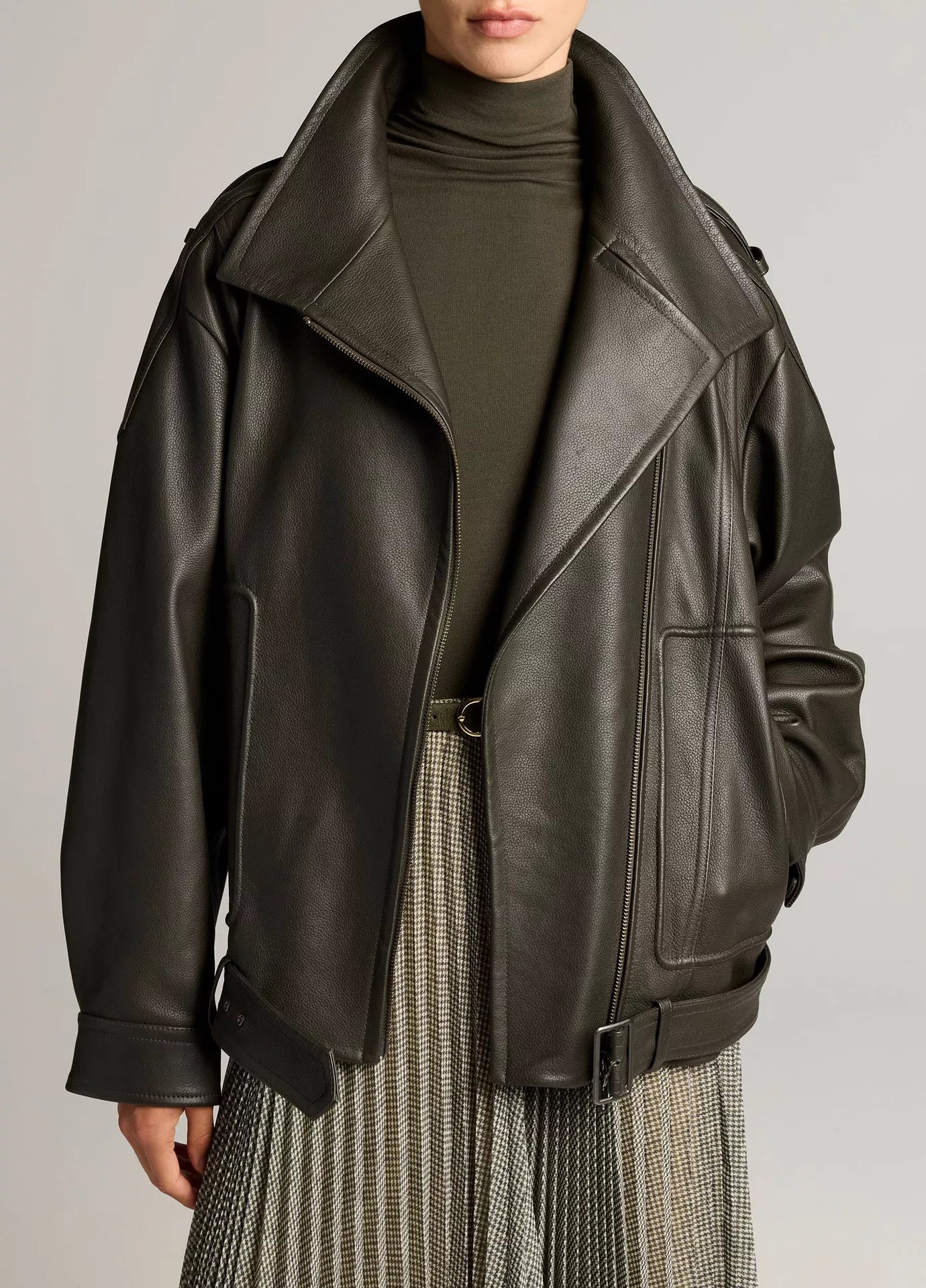 Vince Leather Oversized Biker Jacket, leather jacket, biker jacket, women's outerwear