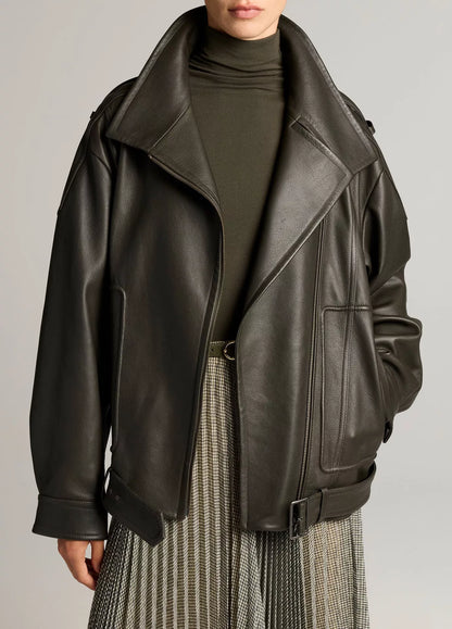 Vince Leather Oversized Biker Jacket, leather jacket, biker jacket, women's outerwear