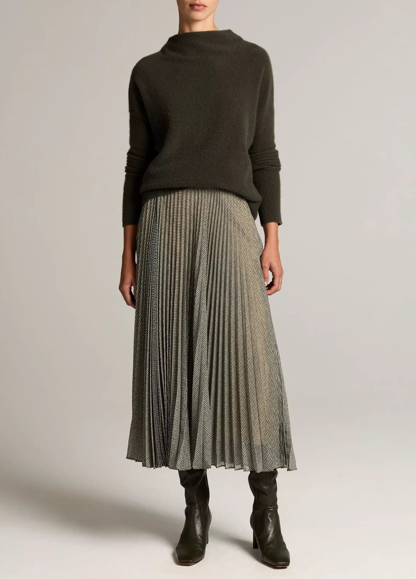 Vince Sheer Houndstooth Pleated Skirt, houndstooth print and accordion pleating lend this sheer chiffon skirt, women's clothing