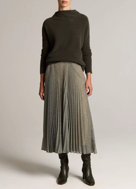 Vince Sheer Houndstooth Pleated Skirt, houndstooth print and accordion pleating lend this sheer chiffon skirt, women's clothing