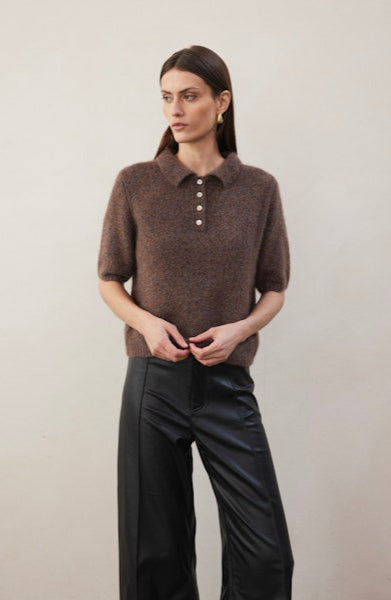 W. Cashmere Luna Polo Short Sleeve, short sleeved sweater, polo neck sweater, sweater, cashmere sweater, women's clothing