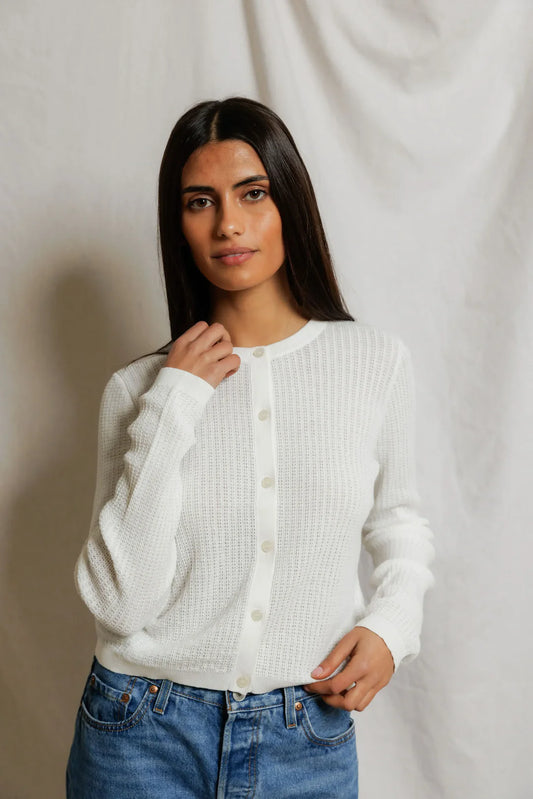 Perfect White Tee Ada Pointelle Cardigan, summer cardigan, lightweight cardigan sweater, women's clothing
