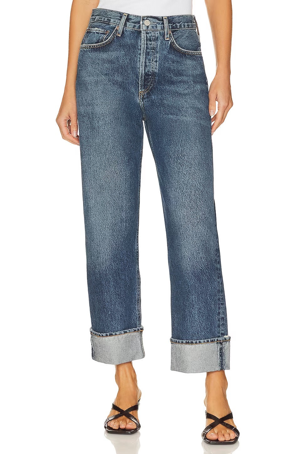 AGOLDE Fran Jean, loose leg denim, straight leg jean, low-slung denim, folded cuff jeans, women's clothing