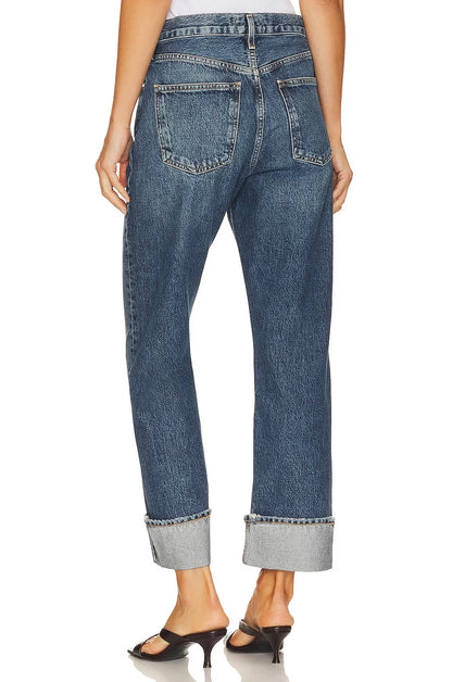 AGOLDE Fran Jean, loose leg denim, straight leg jean, low-slung denim, folded cuff jeans, women's clothing