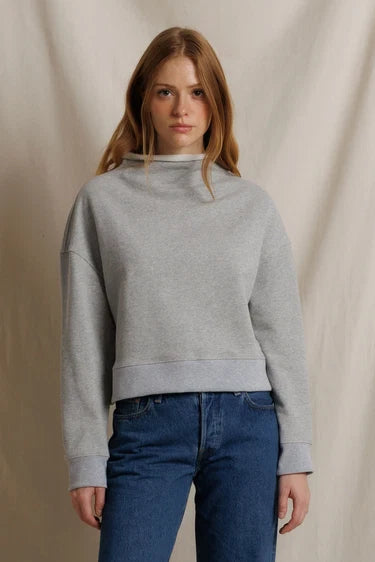 Perfect White Tee Arden Mock Neck Sweatshirt, rolled neckline, french terry fabrication and full length long sleeves, sweatshirt, women's clothing