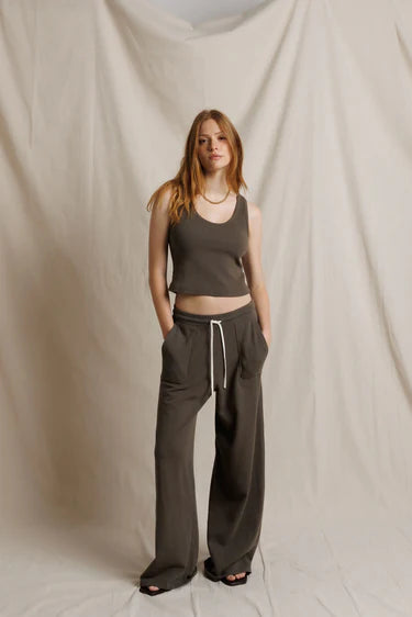 Perfect White Tee Noa Pant with Pocket, sweatpants, terry cloth pants, pull on pants, women's clothing