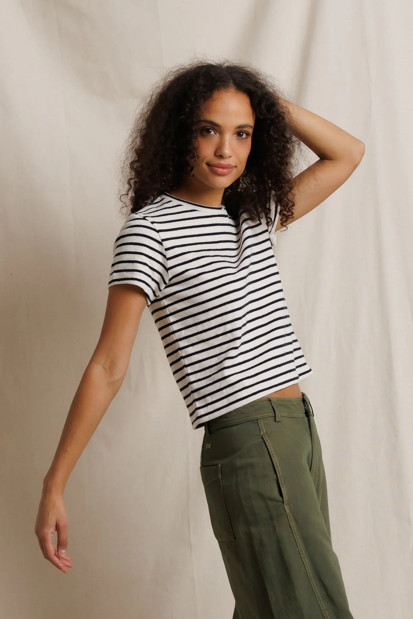 Perfect White Tee Carter Striped Crew Tee, striped t-shirt, short sleeved tee, women's clothing