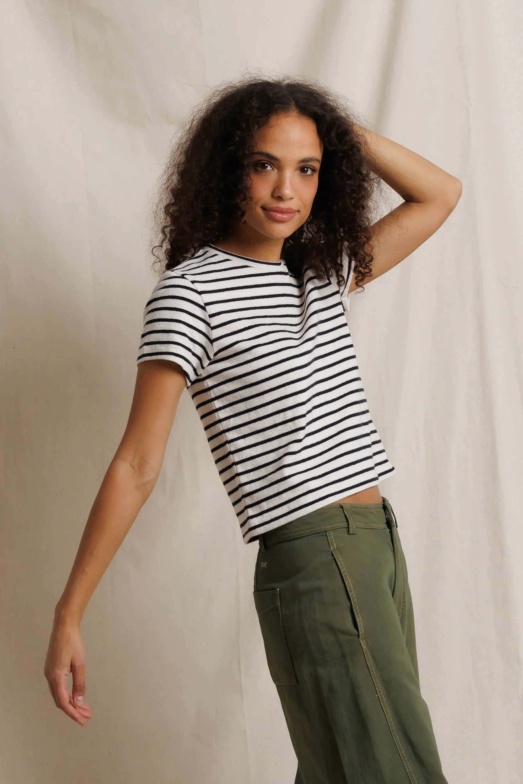 Perfect White Tee Carter Striped Crew Tee, striped t-shirt, short sleeved tee, women's clothing