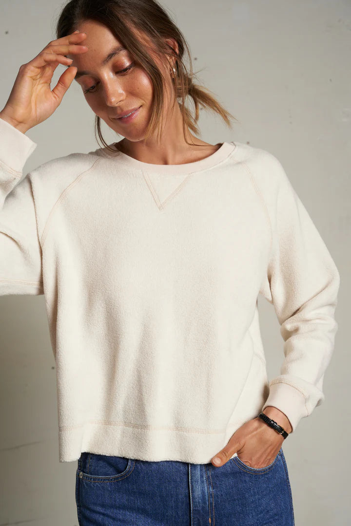 Perfect White Tee Eden LS Fleece Raglan, sherpa fabric sweatshirt, sweatshirt, fleece, top, women's clothing